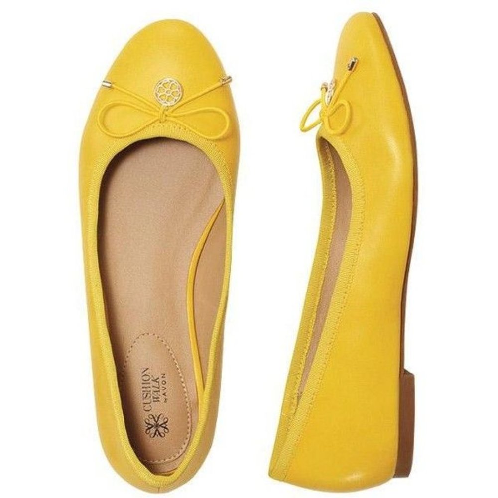 Avon Cushion Walk Size 8 Yellow Ballet Flats NWT